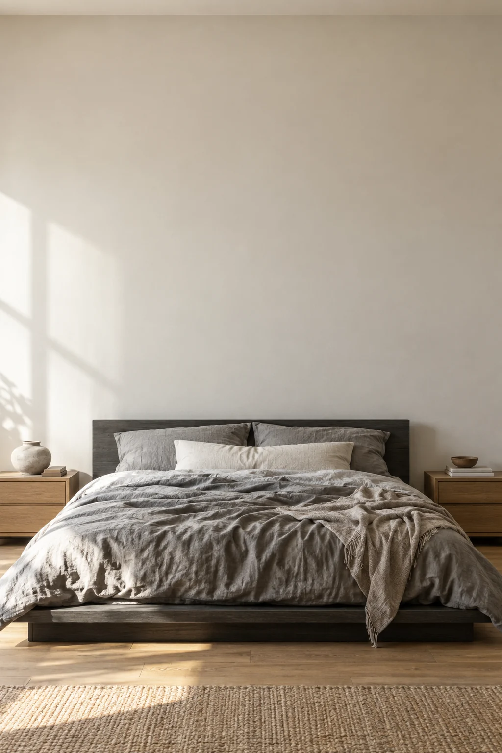 Japandi charcoal bedroom
