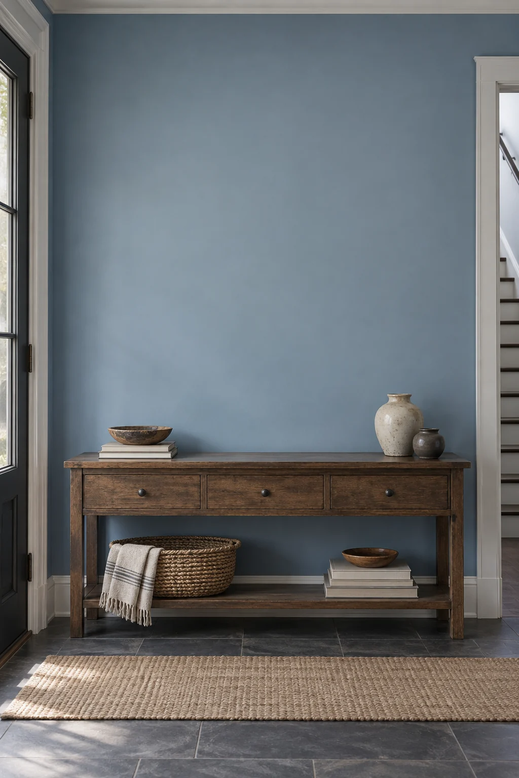 Dusty blue foyer