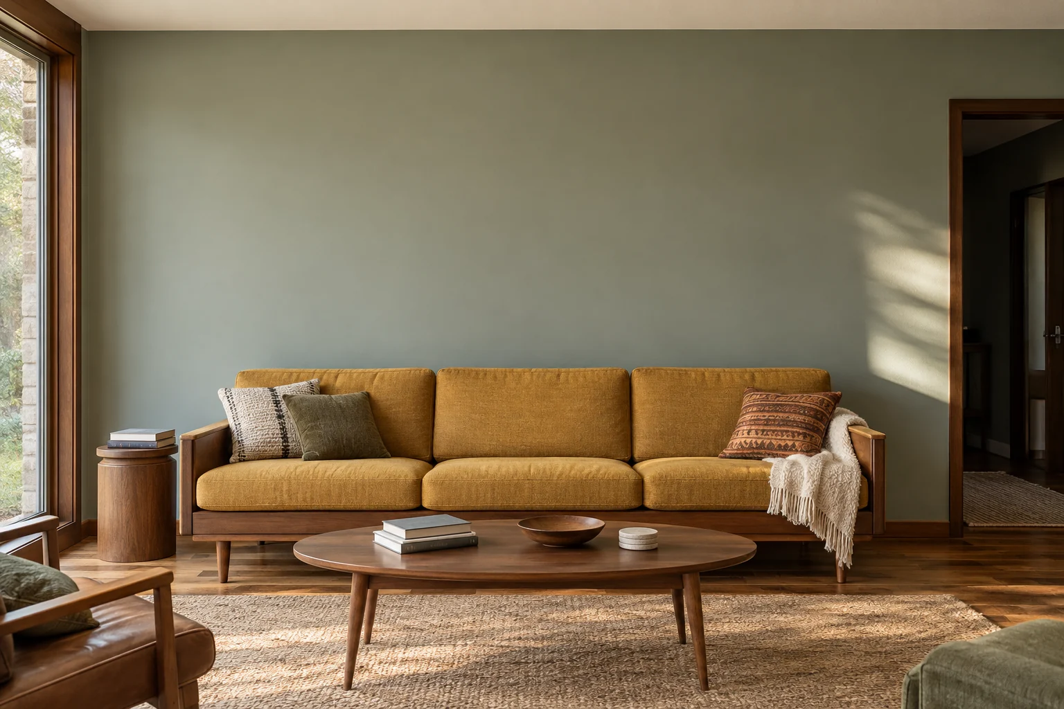Wide walnut lounge