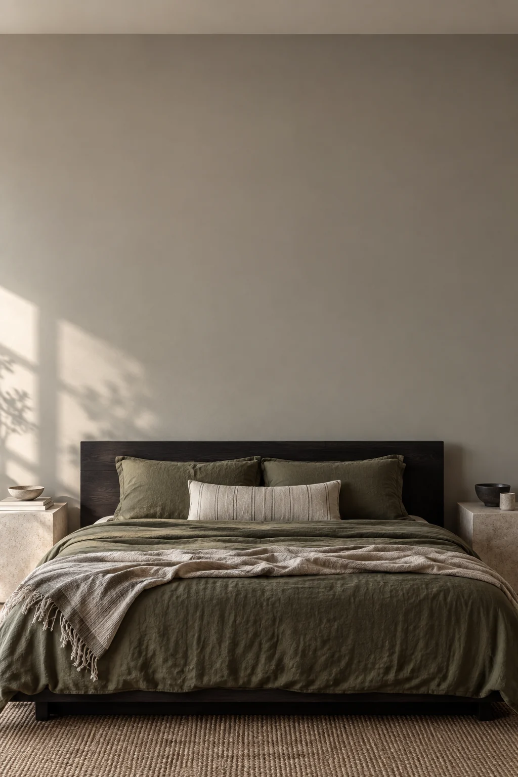 Warm stone bedroom