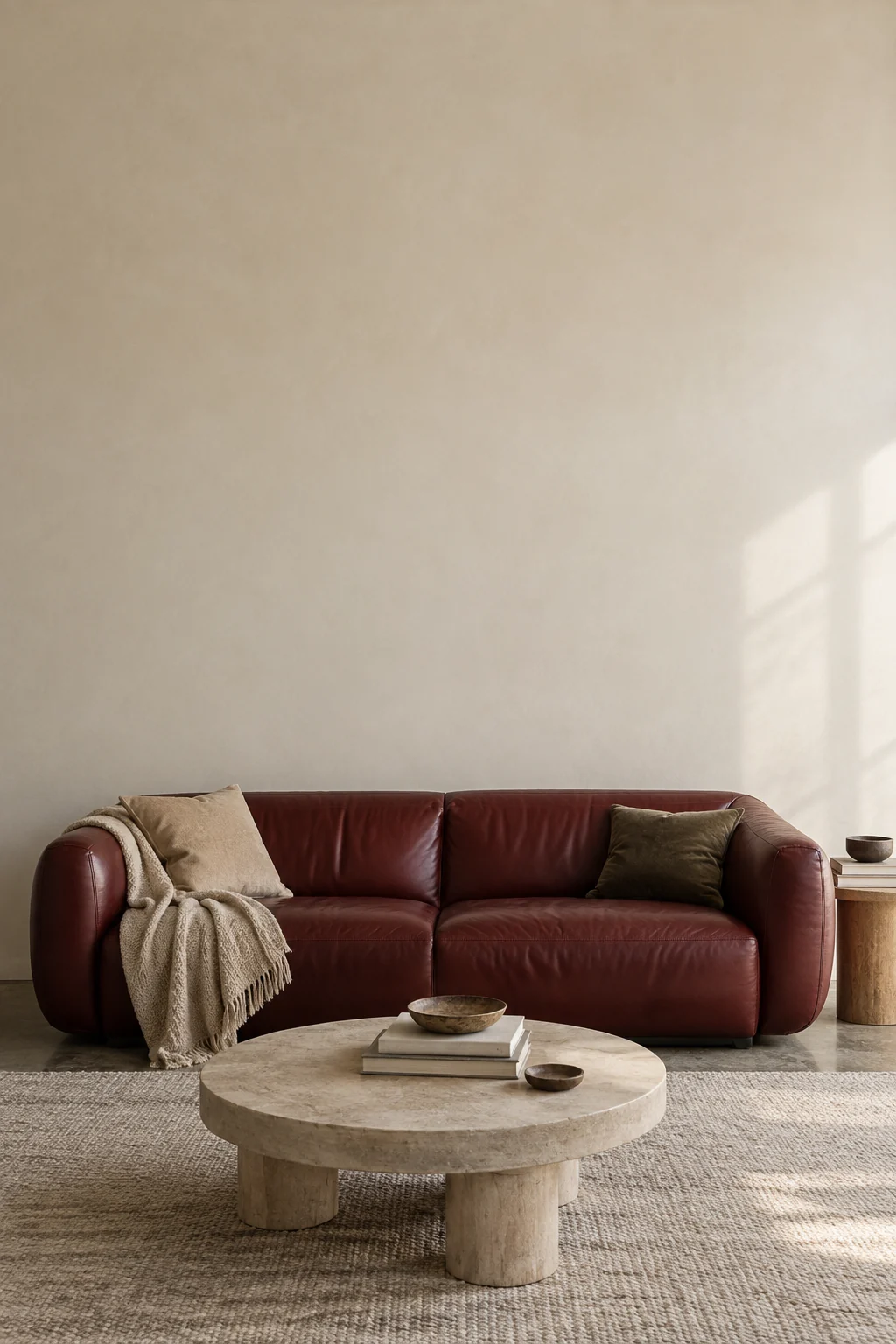 Oat and oxblood lounge